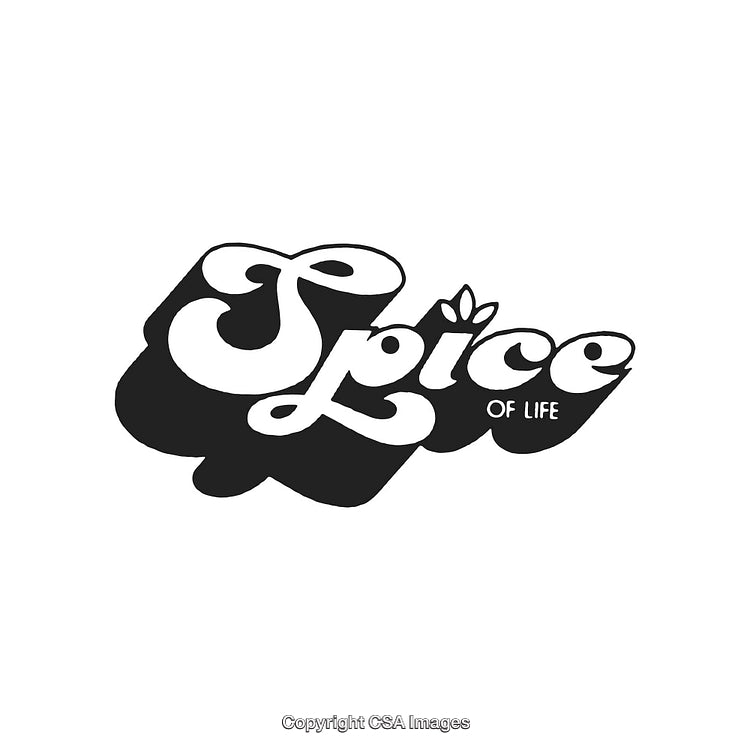 Vintage Styled Black and White Spice of Life Typography Poster