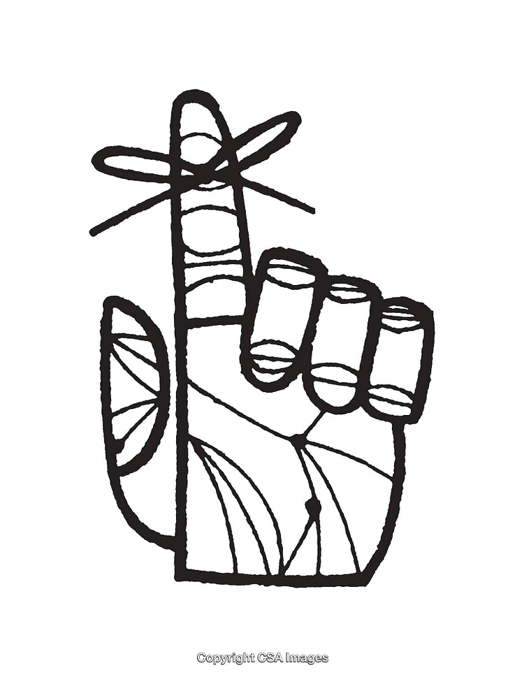 Abstract Hand Line Art Illustration Featuring a Reminder Knot