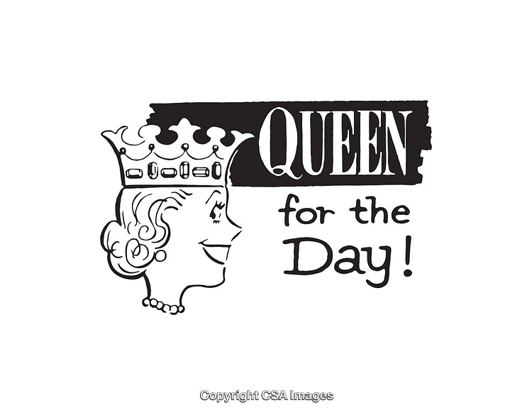 Vintage Line Art Illustration of a Queen for a Day Theme