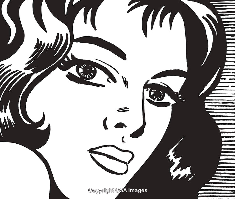 Bold Black and White Pop Art Portrait of a Woman