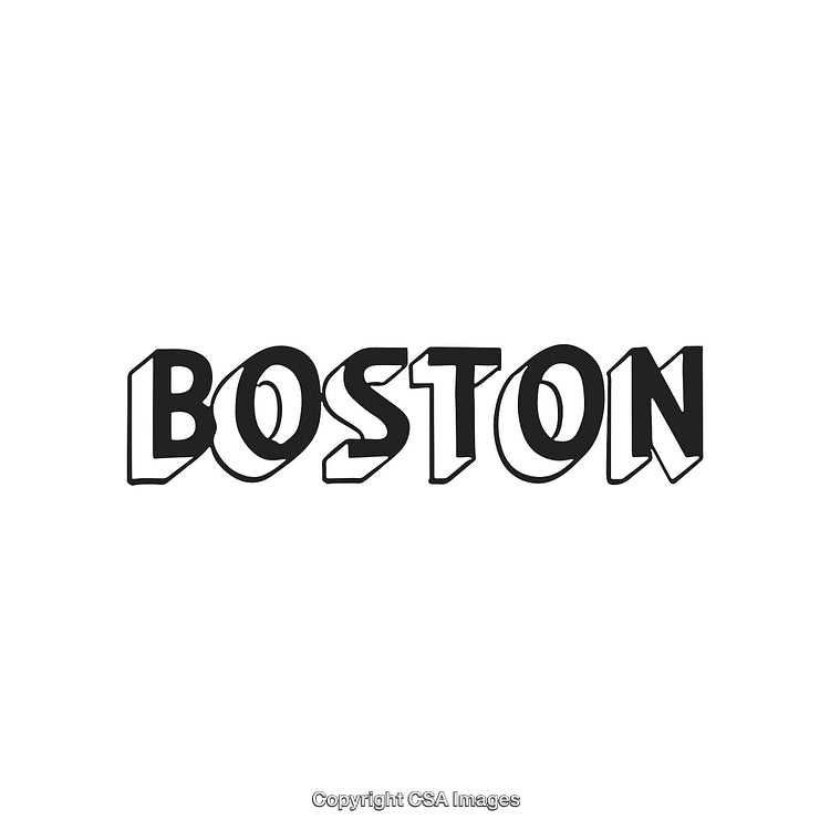 Boston Themed Black and White Text Art Showcasing Classic Typography