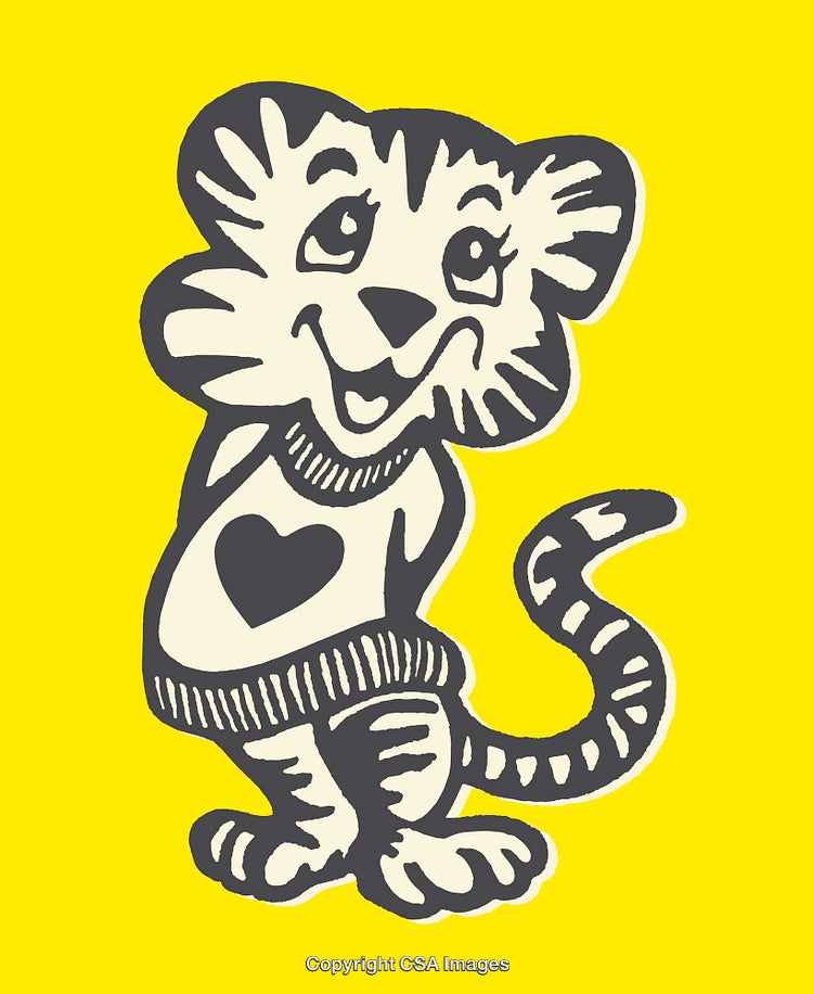 Playful Cartoon Cat Illustration on a Vibrant Yellow Background