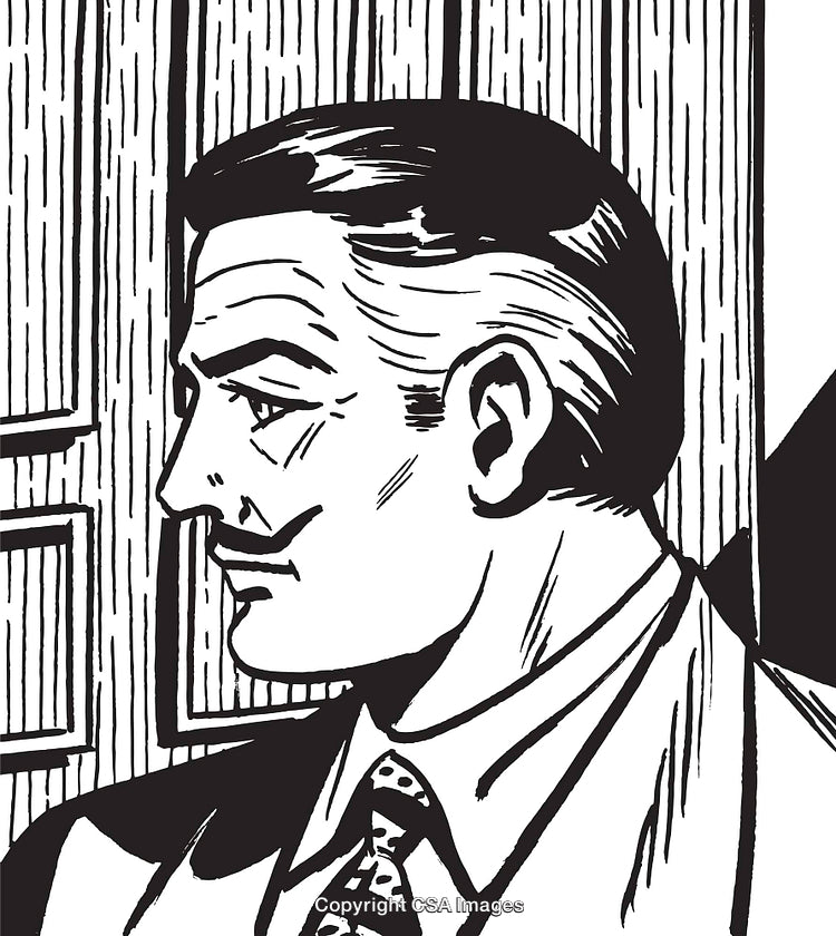 Vintage Style Profile of a Gentleman in Suit and Tie Illustration