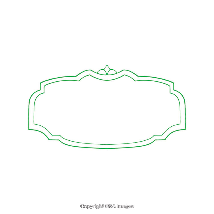 Elegant Green Ornate Label Design on a White Background