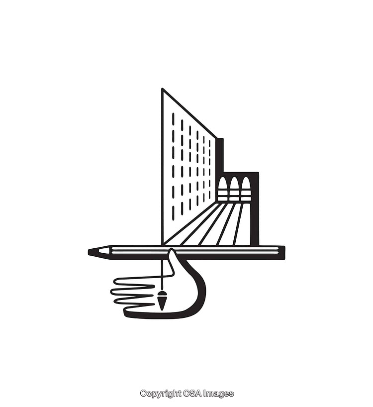 Icon Illustrating Architecture and Design Concepts with Pen and Structure