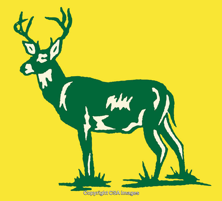 Silhouette Art of a Deer with Antlers on Bright Yellow Background
