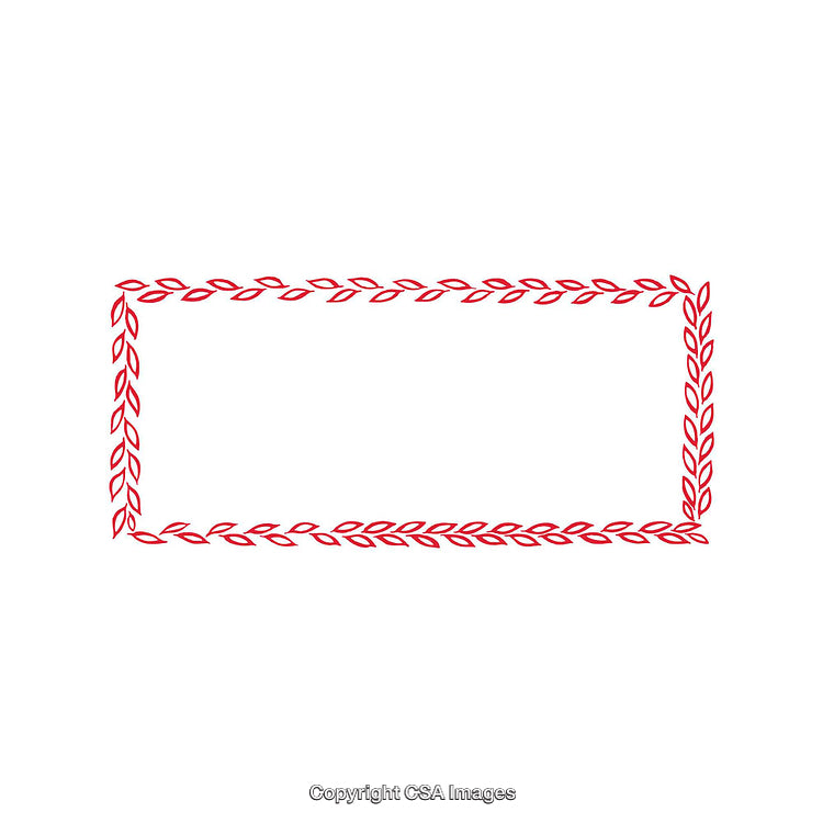 Rectangular Red Leaf Frame on White Background for Decoration