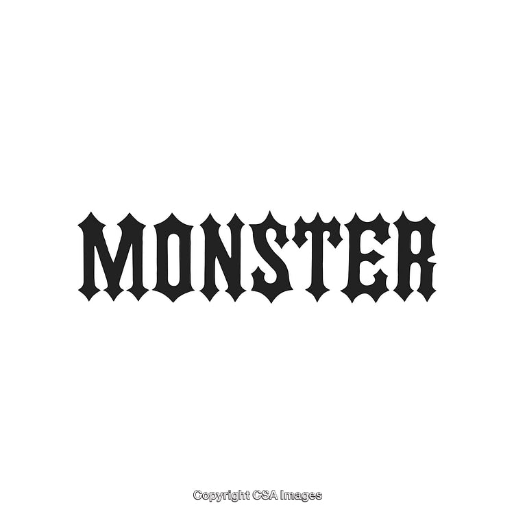 Monochrome Gothic Style Typography Demonstrating the Word 'Monster'