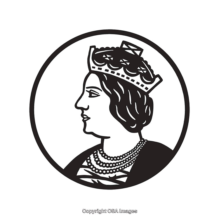 Black and White Illustration of a Queen Profile
