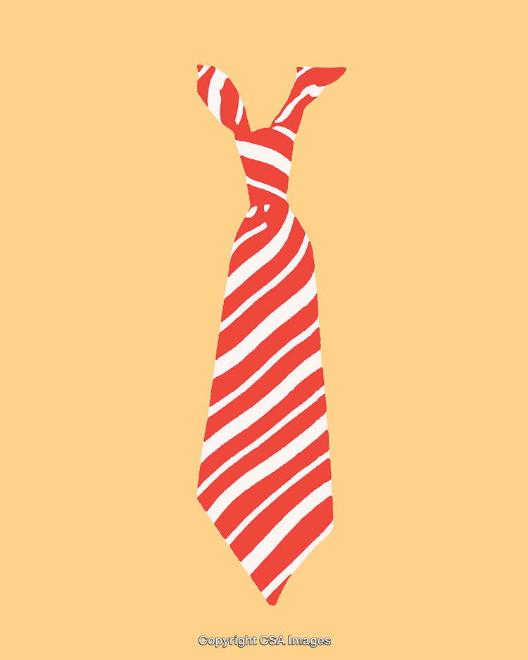 Stylized Illustration of a Red and White Striped Neck Tie
