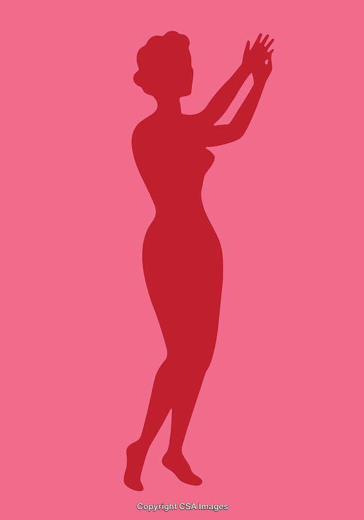 Red Silhouette of a Woman Against a Pink Background