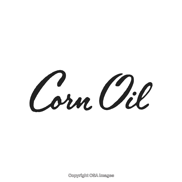 Elegant Presentation of a Stylized Corn Oil Typography Design on White