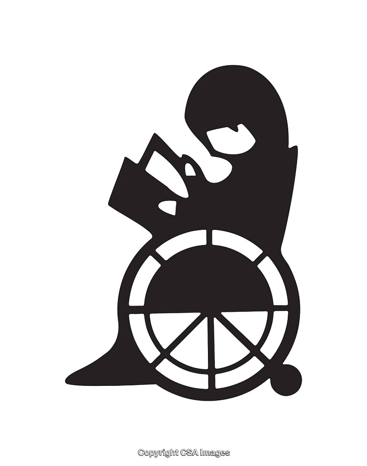 Illustration of a Woman Reading While Sitting in a Wheelchair