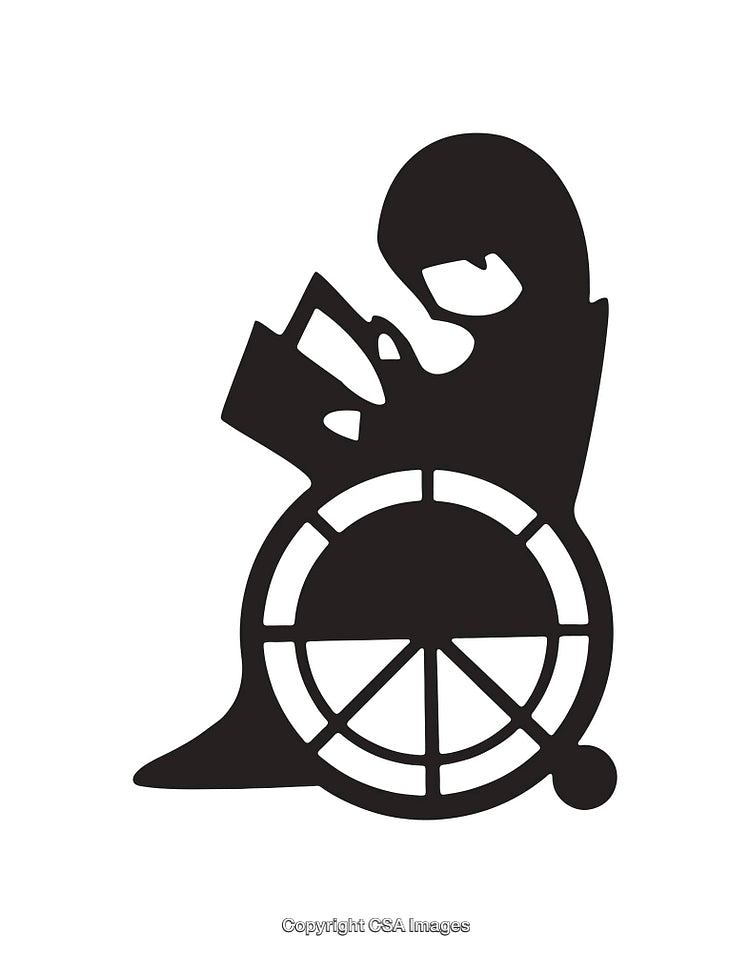 Illustration of a Woman Reading While Sitting in a Wheelchair