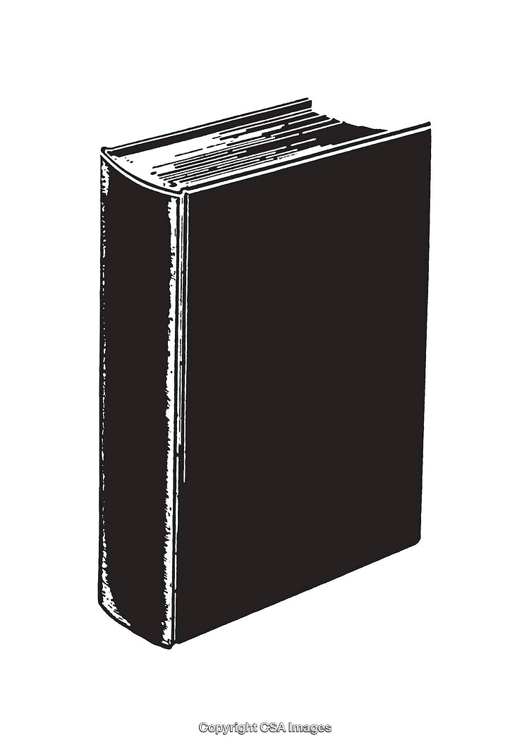 Black and White Line Art Illustration of a Book