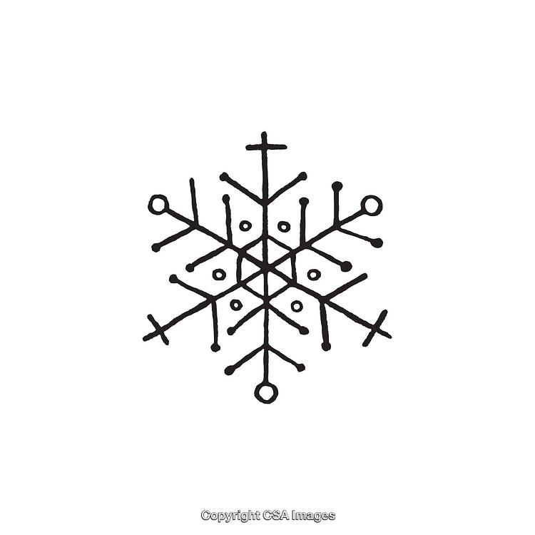 Hand-Drawn Snowflake Illustration With Black Lines on White Background