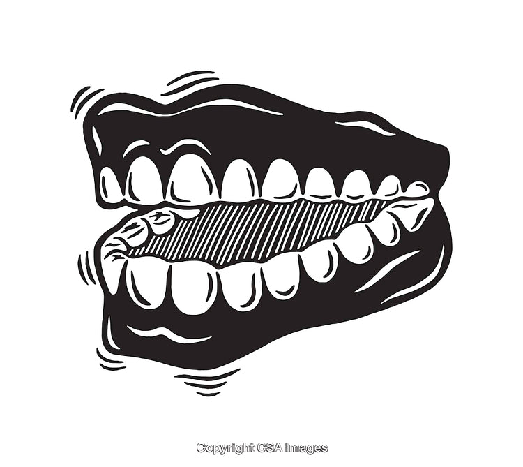 Monochromatic Line Art of Chattering Teeth in Motion