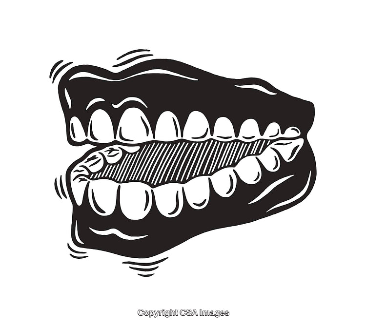 Monochromatic Line Art of Chattering Teeth in Motion
