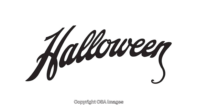 Halloween Handwritten Script in Black and White Line Art