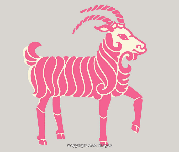 Colorful Line Art Illustration of a Goat Standing on a Neutral Background