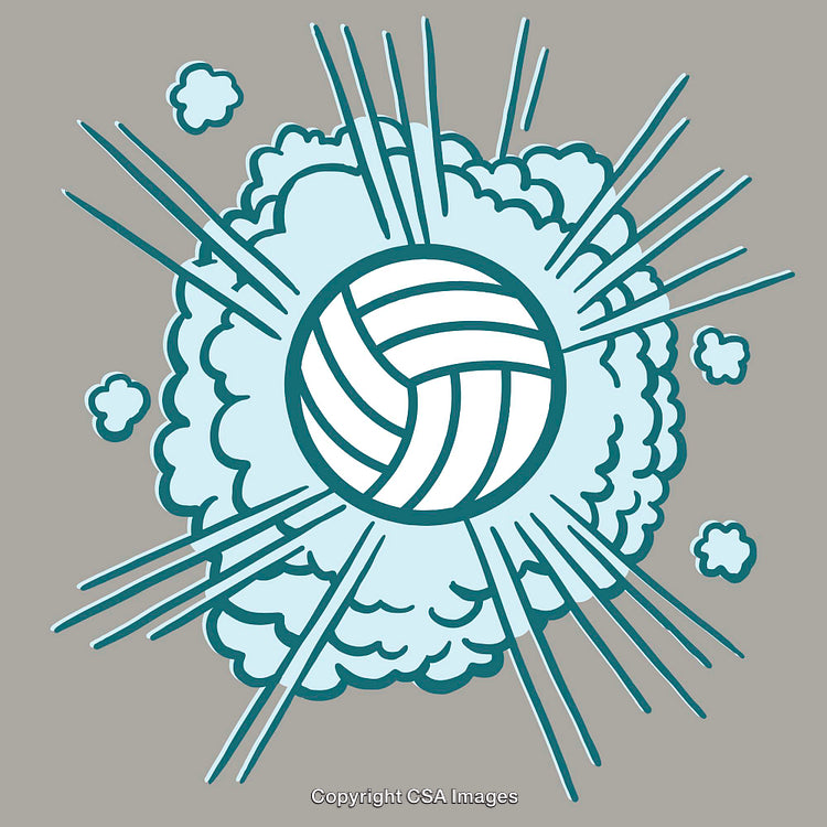 Dynamic Volleyball Explosion Artwork in Vibrant Line Art Style