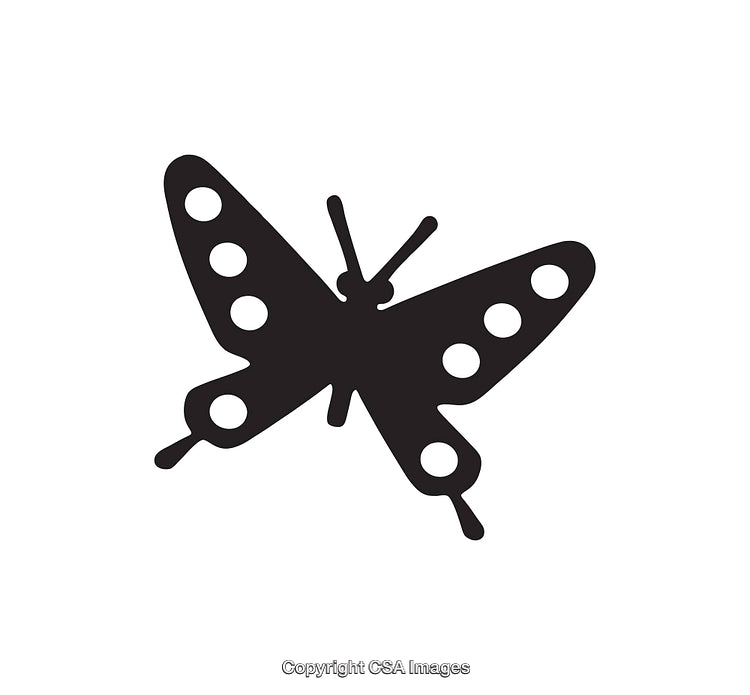 Black and White Butterfly Silhouette with Circular Wing Patterns