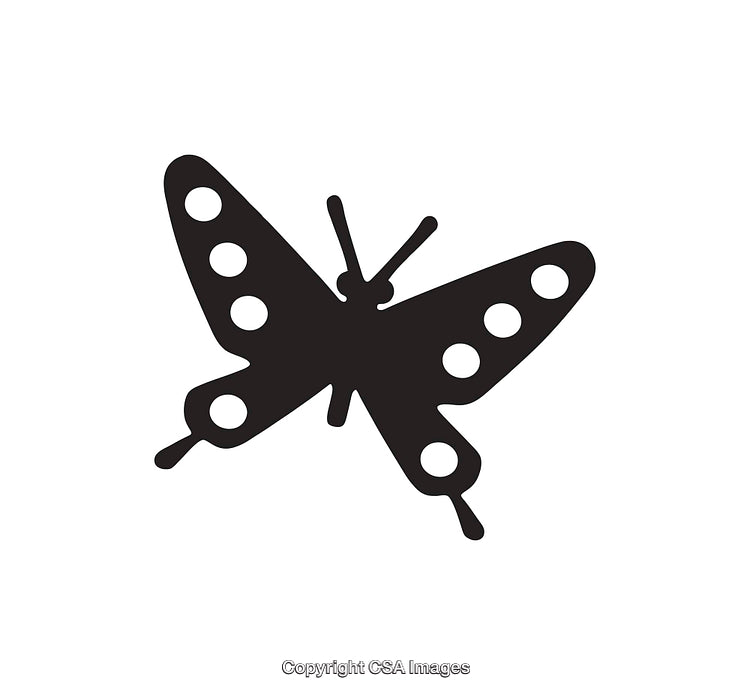 Black and White Butterfly Silhouette with Circular Wing Patterns