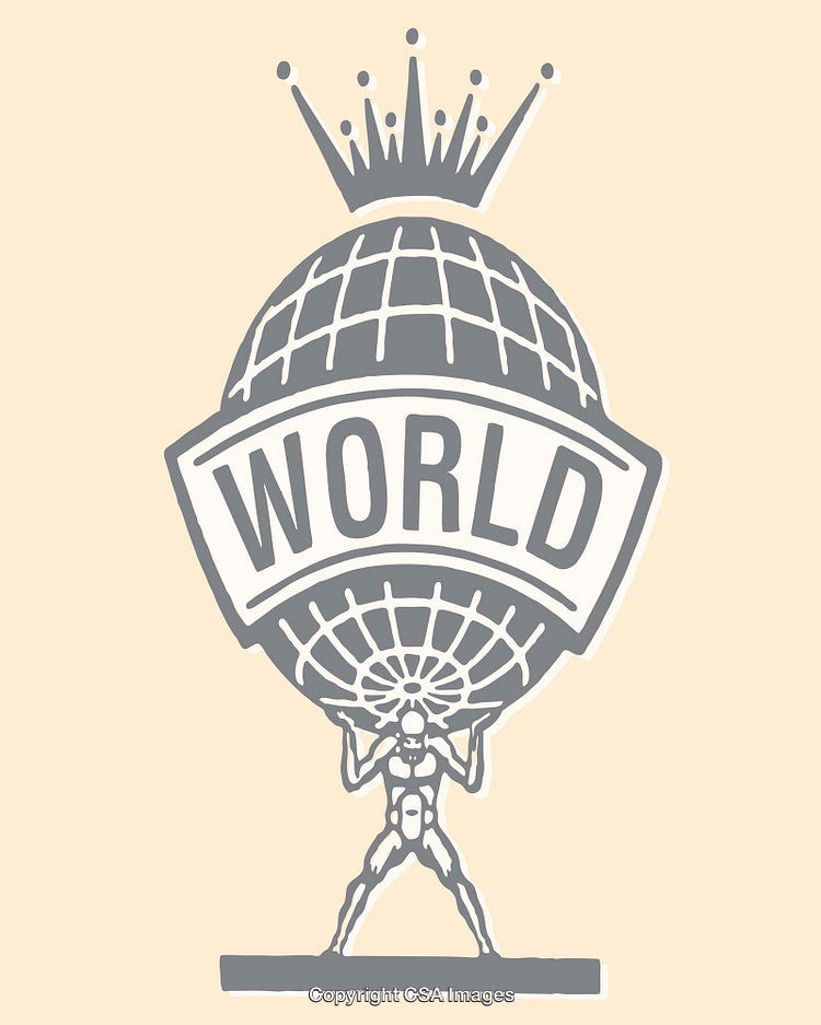 Artistic Line Drawing of a World Concept Featuring Strength and Crown