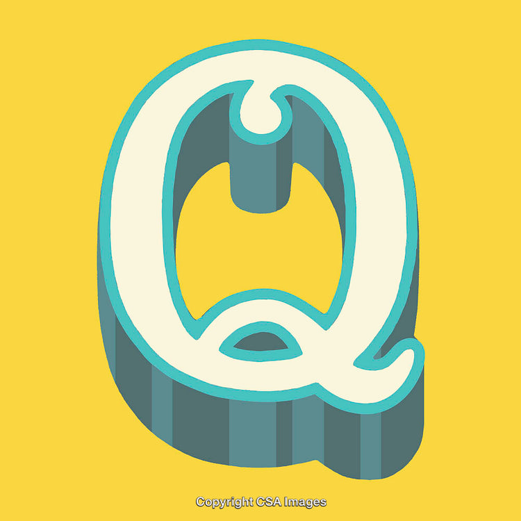 Bold Graphic Representation of the Letter Q on a Bright Yellow Background