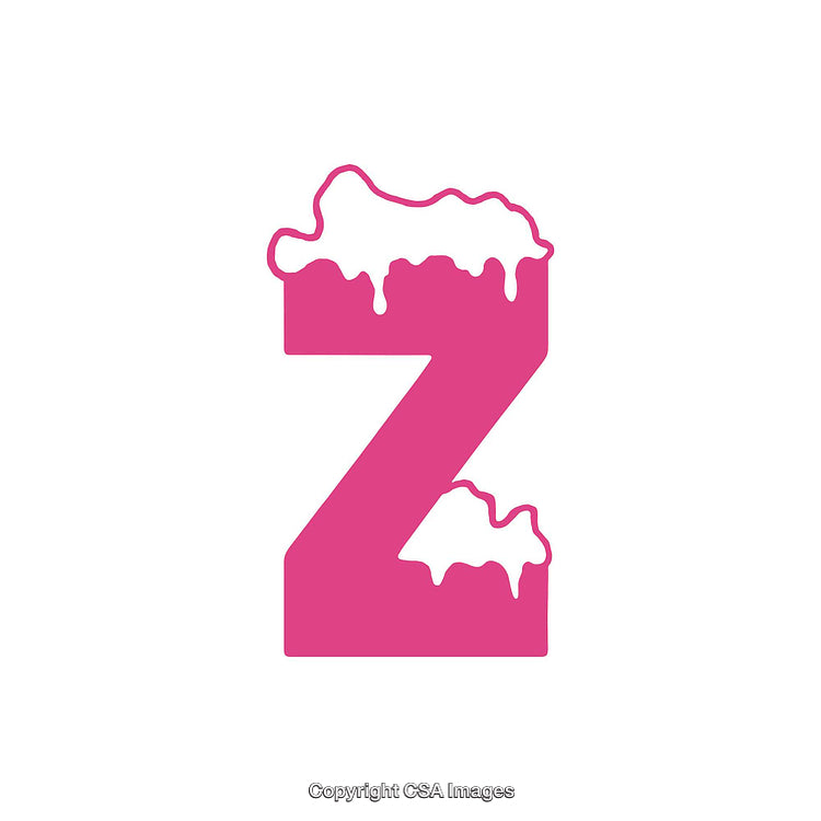 Pink Letter Z Icon With White Decorative Drips On White Background