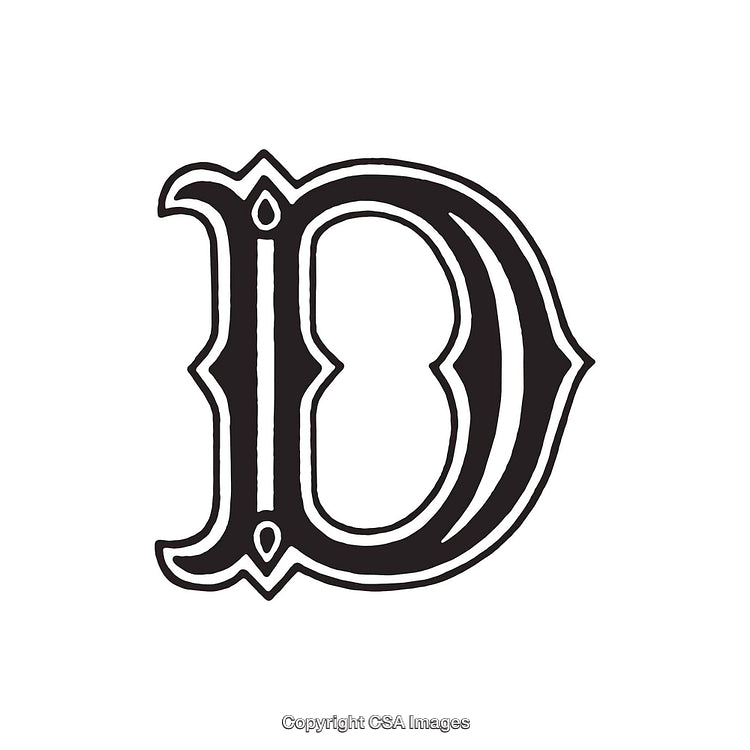Ornate Black Letter D Design with Decorative Details