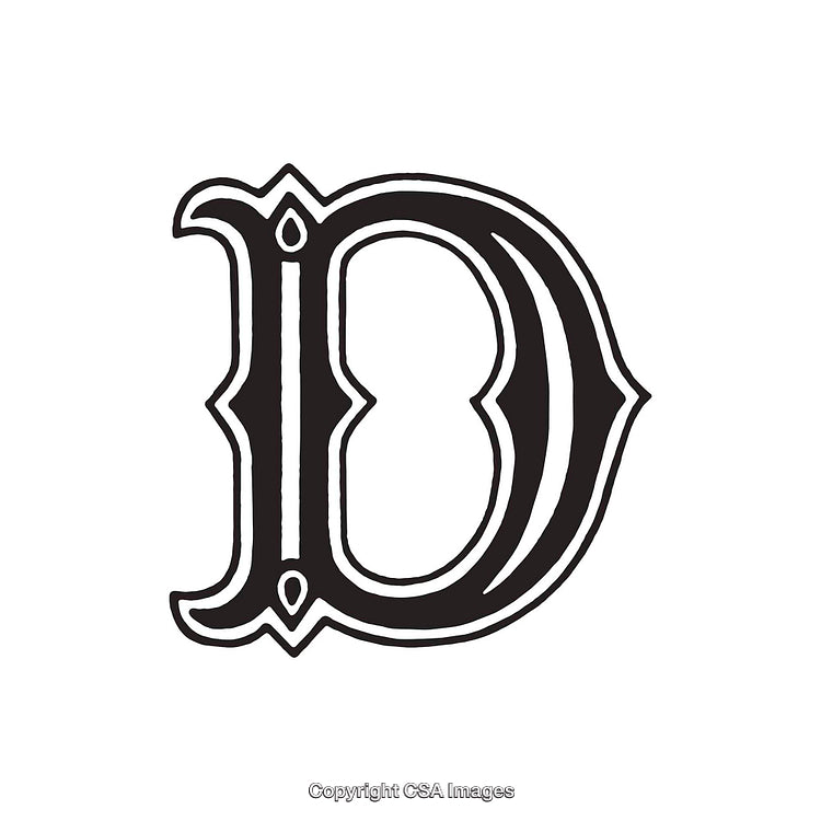 Ornate Black Letter D Design with Decorative Details