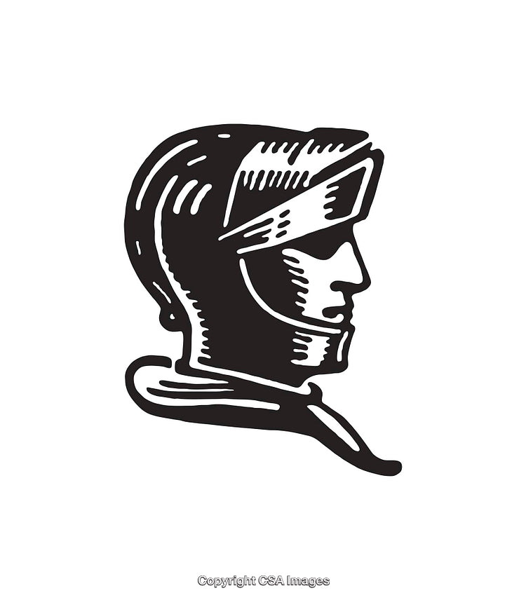 Black And White Line Art of a Warrior Helmet In Profile View