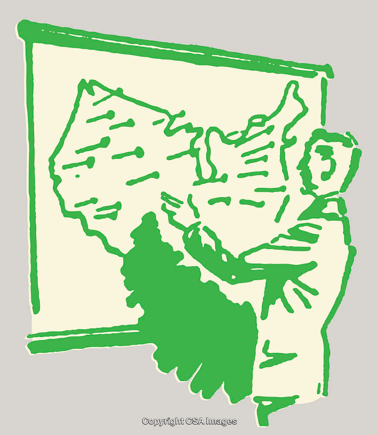 Colorful Hand-Drawn Illustration of Map Presentation by a Person