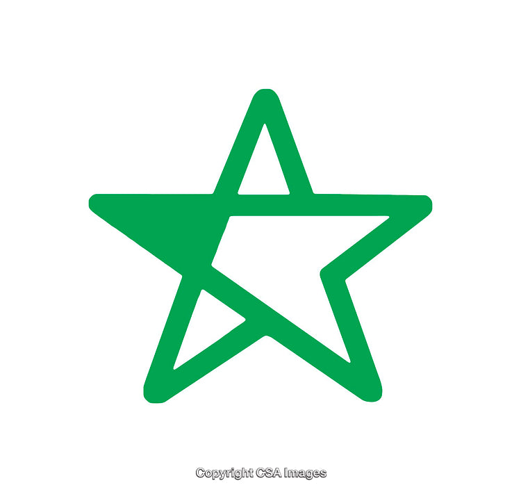 Green Star Icon Design With Abstract Geometric Outline on White