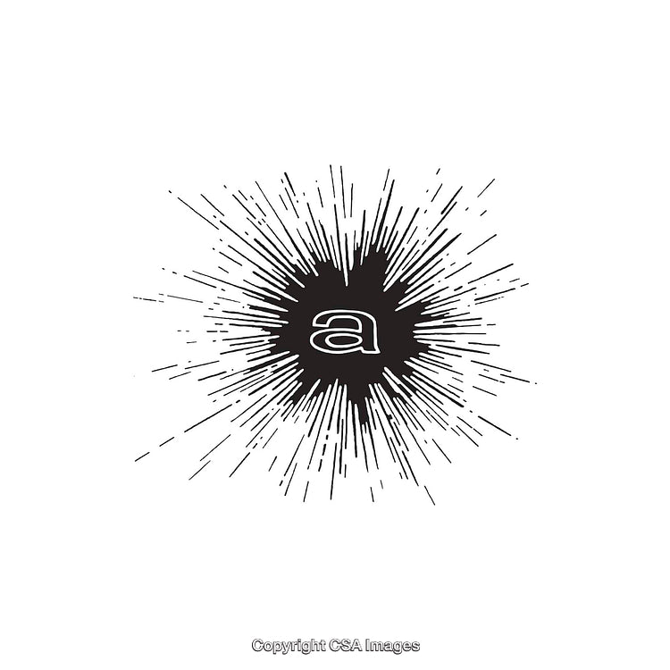 Black and White Sunburst Dingbat with Letter Typography