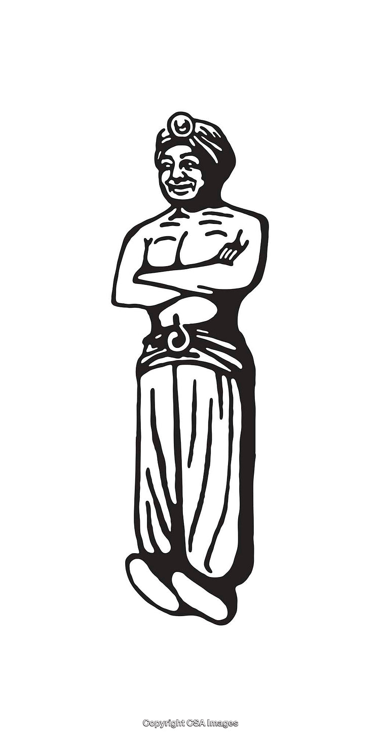 Traditional Figure Line Art Illustration in Black and White