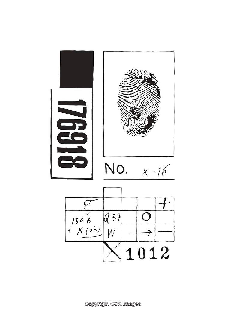 Detailed Black and White Diagram Featuring Fingerprint and Numerical Elements