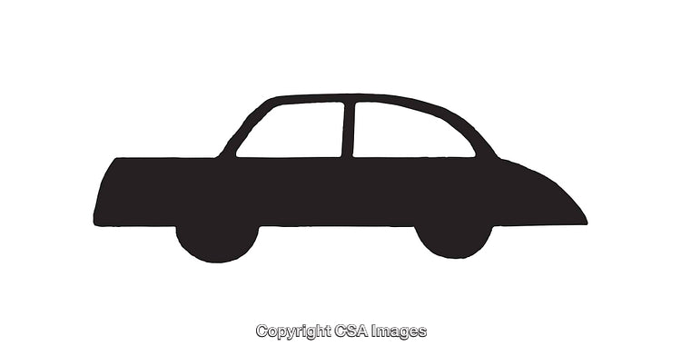 Minimalistic Silhouette Icon of a Car in Black and White
