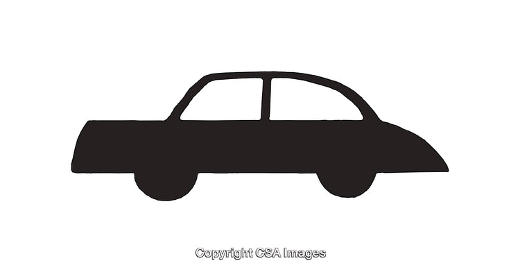 Minimalistic Silhouette Icon of a Car in Black and White