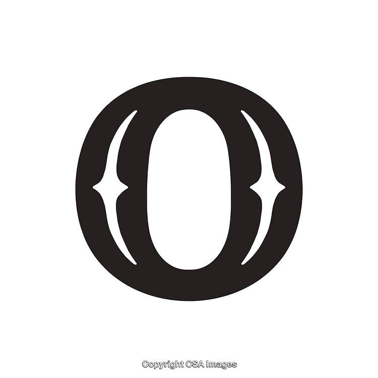 Stylized Black Letter O with Decorative Inner Design on White