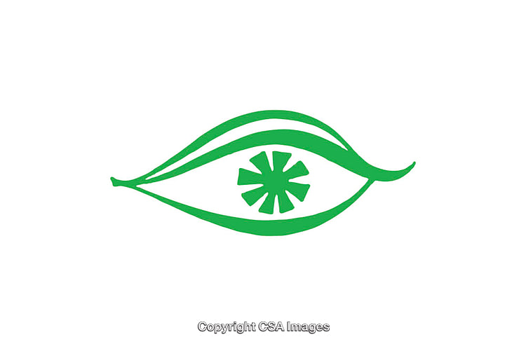 Abstract Green Eye Icon with Minimalist Design Elements