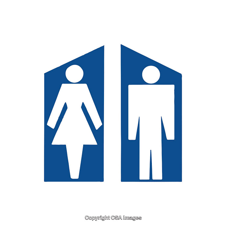 Blue and White Male and Female Restroom Sign Illustration