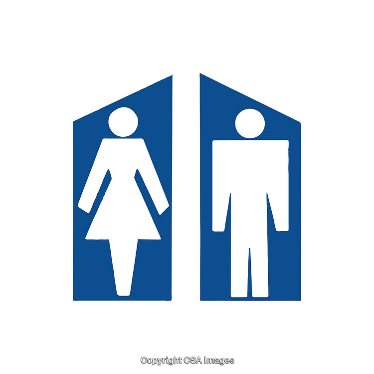 Blue and White Male and Female Restroom Sign Illustration