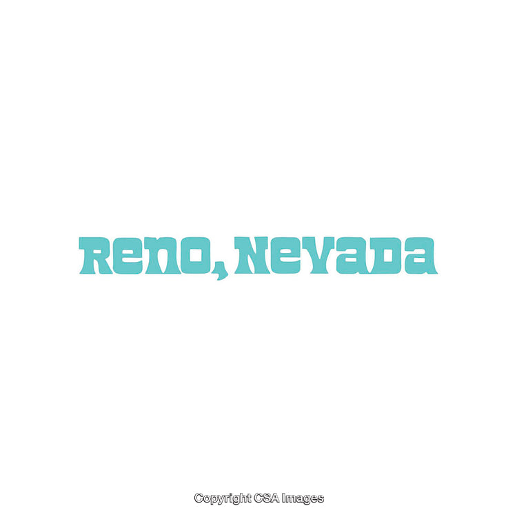 Bold Text Design Featuring Reno, Nevada in Turquoise