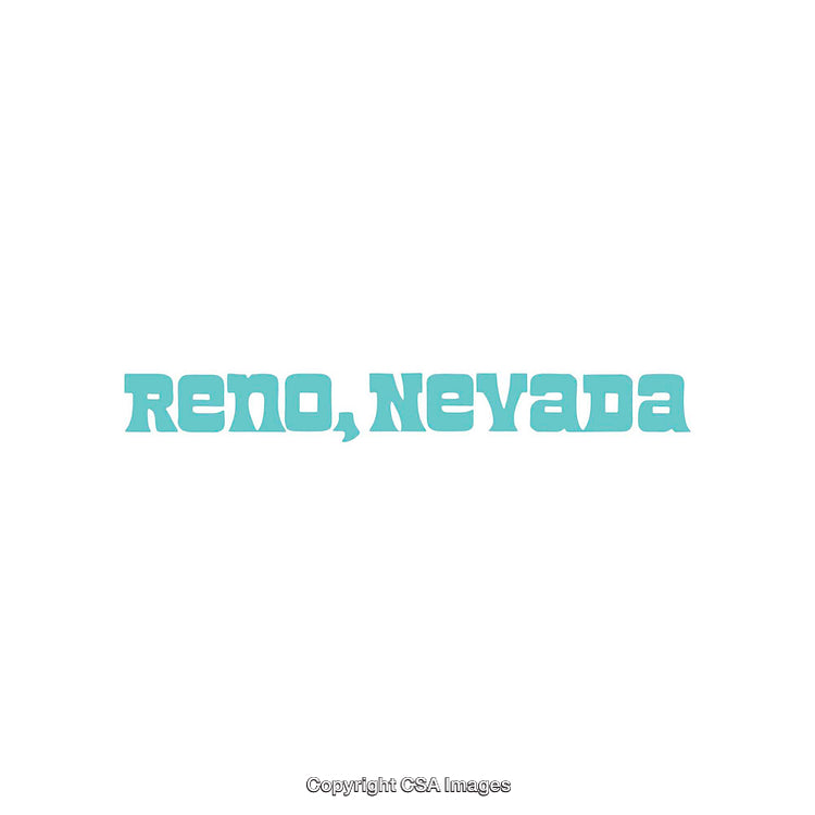 Bold Text Design Featuring Reno, Nevada in Turquoise