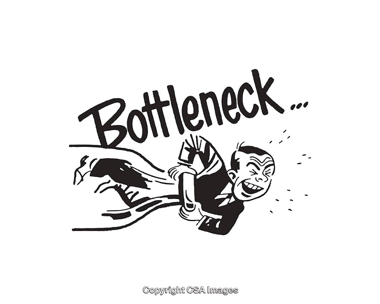 Black and White Line Art Illustration Representing a Business Bottleneck Concept