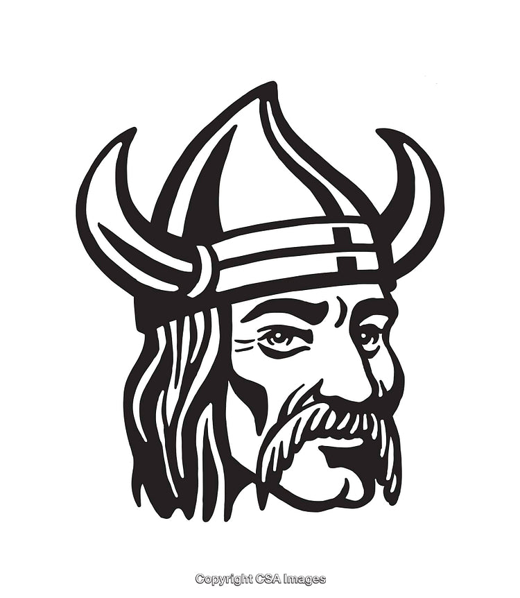 Monochromatic Viking Illustration Featuring Iconic Helmet and Beard Details