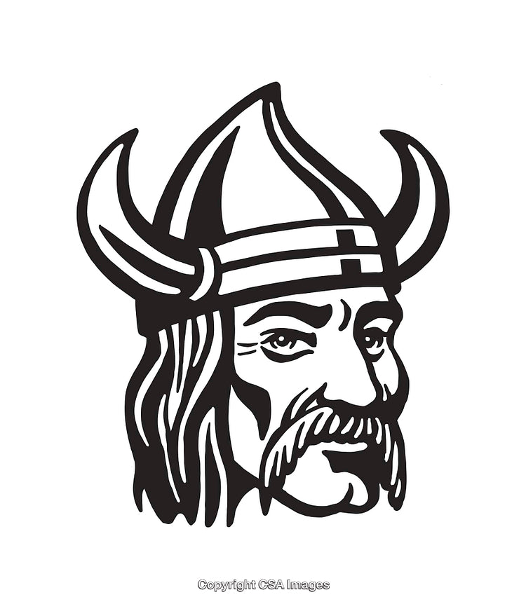 Monochromatic Viking Illustration Featuring Iconic Helmet and Beard Details