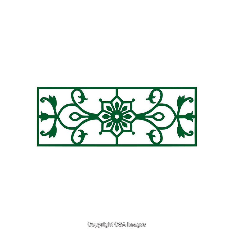 Intricate Floral Decorative Pattern in Elegant Green Style on White Background